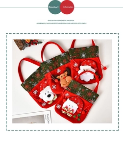 Detail of Christmas candy bags featuring Santa, reindeer, snowman and polar bear designs