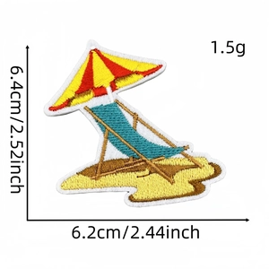 Hawaiian beach style embroidery patch with parasol and chair pattern for clothes