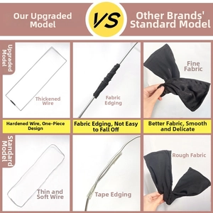 Detail comparison of magic hair bun maker showing upgraded thick wire and fabric edging