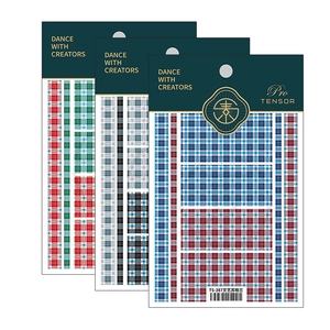 5D Scottish plaid nail art stickers TS-387 with colorful tartan patterns on white backdrop