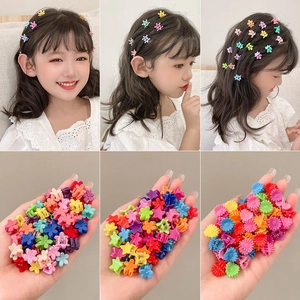 Colorful mini flower hair clips set for toddlers and girls with macaron shades