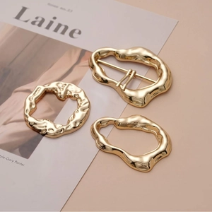 Irregular Metal Belt Adjustment Buckle Simple Fashion Liquid Texture Scarf Ring Decorative Accessory