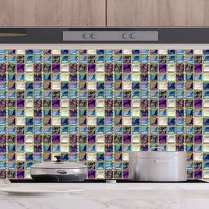 Waterproof self-adhesive mosaic tile stickers for kitchen backsplash and bathroom floor décor