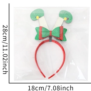 Christmas reindeer headband with glitter bow and elf ears showing dimensions 28x18cm