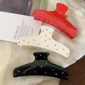 Elegante Pinza per Capelli Grande in Acetato con Strass Colorati Clip a Squalo Accessori per lo Styling dei Capelli da Donna
