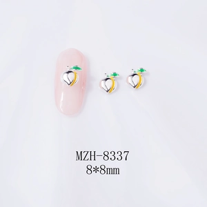 Detailed 8x8mm 3D peach nail charms made of alloy for DIY manicure art decoration