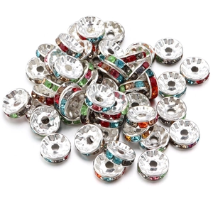 Silver plated wavy rhinestone spacers in various vibrant colors for DIY jewelry making
