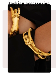 Modisches Armband in Form eines weiblichen Torsos in Gold mit poliertem Finish