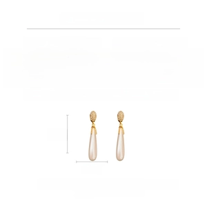 Infographic showing size 5.9x0.9cm and weight 10.9g for crystal pearl earrings