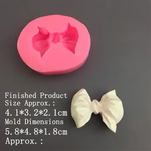 Macro detail of a 3D bow silicone mold and white bow sample with fold textures