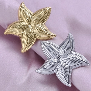 Adjustable 304 stainless steel star rings in gold and silver finish for women
