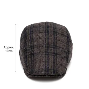 Men's wool blend vintage plaid beret with a 10cm deep crown for a comfortable fit