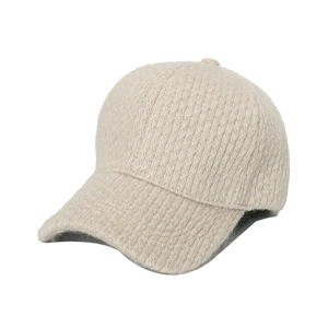 Casquette De Baseball Tricotée Pour Femmes Hiver Chaud Peluche Nervurée Bord Incurvé Chapeau Décontracté