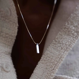 Collier chaîne serpent en acier inoxydable avec pendentif carré poli à effet miroir