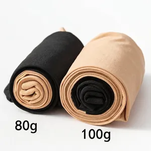 Women's spliced over-the-knee tights in black and beige, 80g and 100g weight options