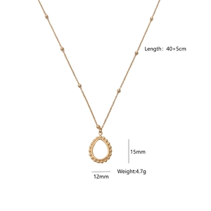 Gold stainless steel teardrop necklace with micro-pave diamond lock pendant detailing