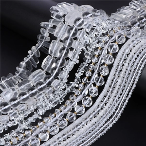 Natural white crystal and glass beads in various cuts for DIY jewelry making
