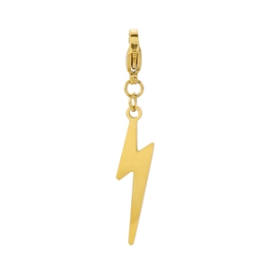 Golden lightning bolt charm with lobster clasp made of durable stainless steel metal