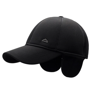 Winter thermal baseball cap for men with ear flaps and silver mountain sport badge