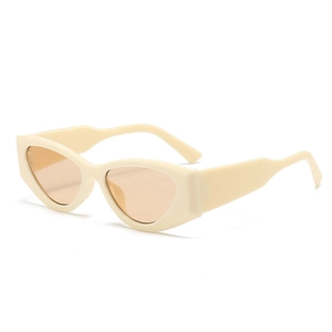 Vintage cat-eye sunglasses with chunky beige frames and translucent orange lenses