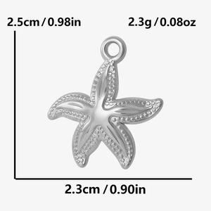 Detailed dimensions and weight of 304 stainless steel starfish pendant for jewelry DIY