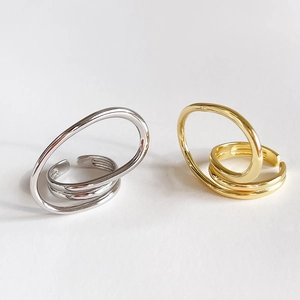 Elegant S925 sterling silver geometric twisted open rings in gold and silver finishes