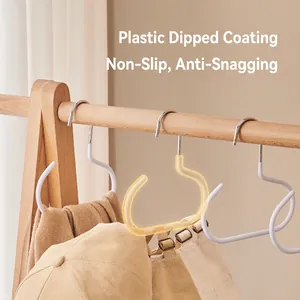 White anti-slip wave metal storage hook for hats and bags on a wooden hanger