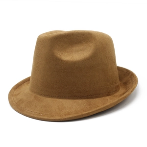 Chapeau Fedora Classique Daim Synthétique Rétro Style Britannique Couleur Unie Chapeau Jazz Pour Hommes Femmes