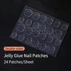 24pcs transparent double-sided adhesive nail glue tabs for press-on nails on black background