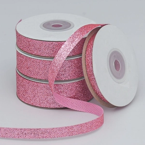 Pink Glitter Ribbon Shimmering Polyester Webbing For Gift Wrapping Christmas Cake Box Decoration DIY Crafts Wedding Party