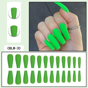 Unghie finte ballerina opache verde neon, set da 24 pezzi con dettagli sulle dimensioni