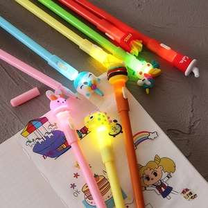 Creative glowing cartoon neutral pens with vibrant 3D animal and food topper designs