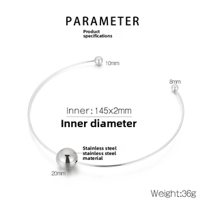 Detailed specs of punk stainless steel hollow bead collar with 145mm inner diameter