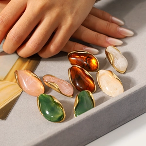 Maillard style resin earrings set in 18k gold plated stainless steel with various colors
