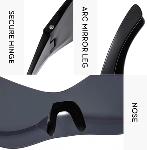 Detail view of durable hinges, curved temples, and comfortable nose pads on Y2K sunglasses