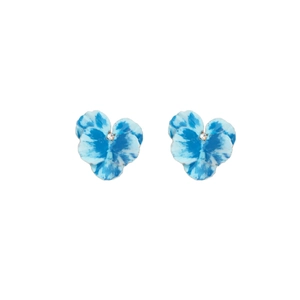 Eleganti orecchini a fiore di viola del pensiero sfumati blu con strass scintillanti