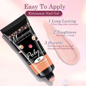 Texture detail of neon orange nail extension gel in 15ml tube for UV LED curing