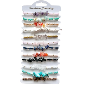 Colorful crystal stone beaded bracelets set for summer beach friendship jewelry collection