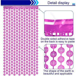 2-meter magenta disco ball foil fringe curtain backdrop with globe-shaped cutouts