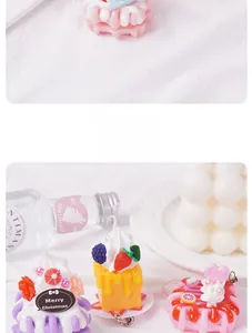 Macro detail of miniature PVC dessert charms featuring cream, berries, and floral accents