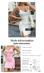 Detail view of Y2K slim fit slit dress showing 93% polyester fabric and high elasticity