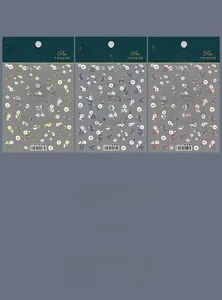 Detailed view of floral nail stickers in TS-605, TS-606, and TS-607 floral patterns