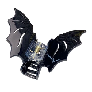 Gothic black bat wing hair claw clip for Halloween and Y2K aesthetic styling