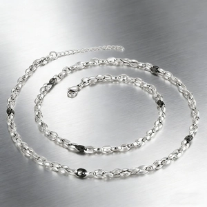 Coffee Bean Link Chain Bracelet Necklace 316L Stainless Steel Polished Hip Hop Style For Men Unisex Accessory