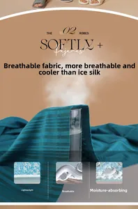 Breathable striped cooling fabric robe showing high moisture wicking and air permeability