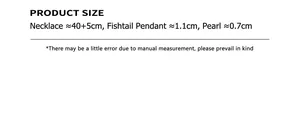 Größentabelle für die Fischschwanz-Halskette mit 40+5cm Länge und 0,7cm Perle