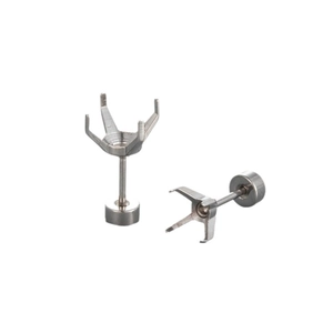 Pair of silver titanium steel four-prong earring settings for DIY jewelry making