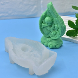 Silicone mold for baby sleeping in feathers design for DIY candles, soap and fondant crafts