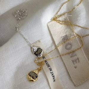 Minimalist 925 sterling silver necklaces with dalmatian jasper stone in gold and silver