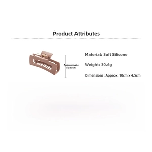 Detailed specifications of soft silicone hair claw showing dimensions 10cm and weight 30.6g